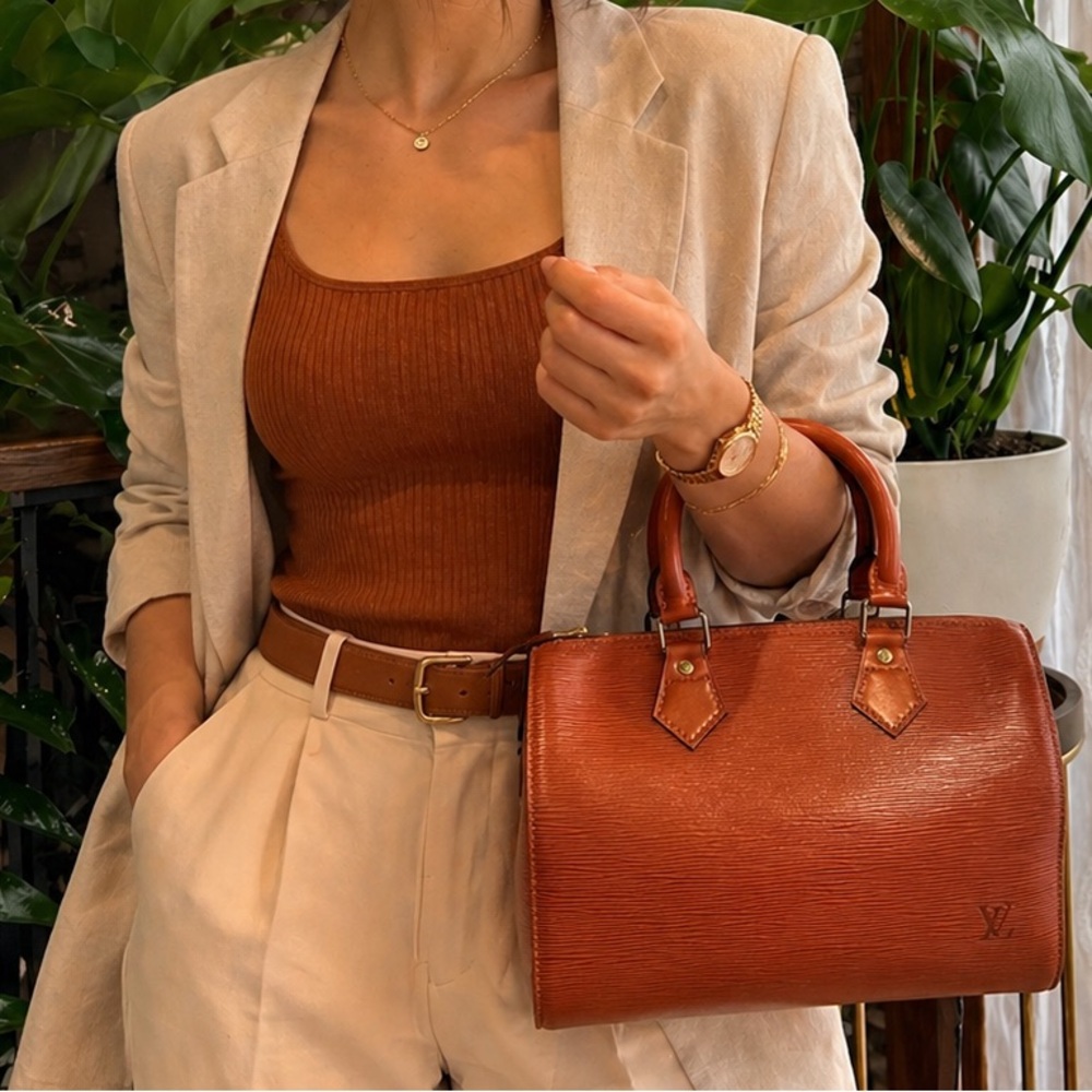 Louis Vuitton Speedy 25 Epi Leather Kenya Brown Bag Lock Key #301 COA Dust Bag - Picture 3 of 16